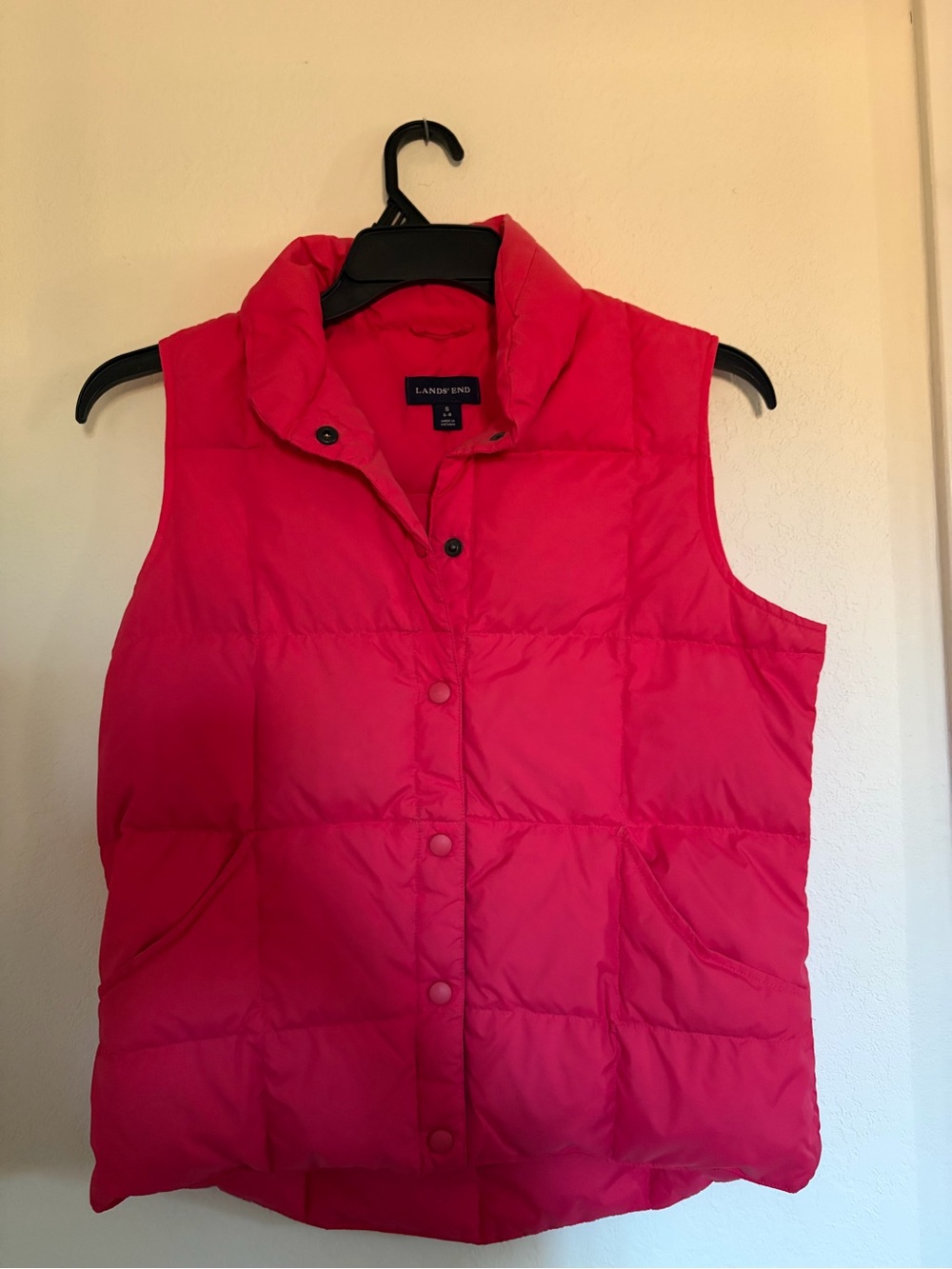 Lands' End Women's Puffer Vest in Hot Pink